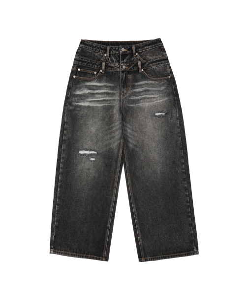 AAKAM(アーカム)の「Double Layer Denim Pants (Black)(デニムパンツ・レディース・その他・2/1)」の11枚目の写真