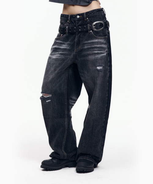 AAKAM(アーカム)の「Double Layer Denim Pants (Black)(デニムパンツ・レディース・その他・2/1)」の13枚目の写真