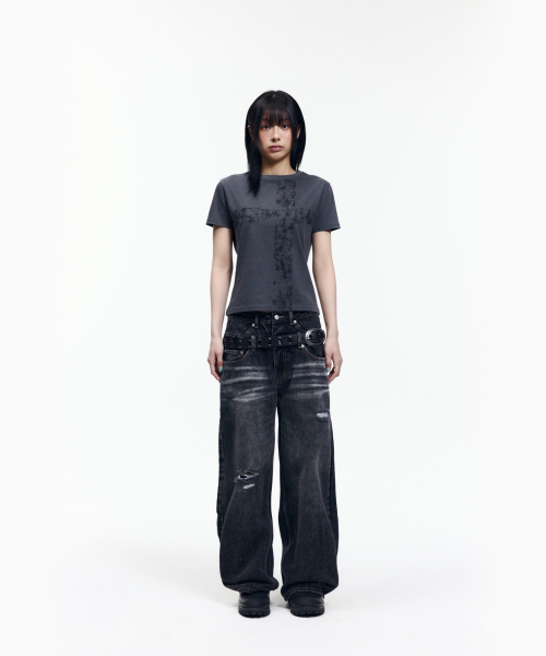 AAKAM(アーカム)の「Double Layer Denim Pants (Black)(デニムパンツ・レディース・その他・2/1)」の15枚目の写真