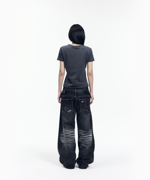 AAKAM(アーカム)の「Double Layer Denim Pants (Black)(デニムパンツ・レディース・その他・2/1)」の5枚目の写真