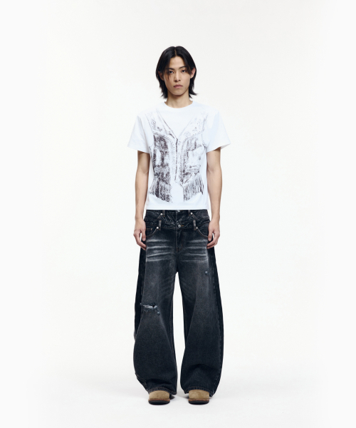 AAKAM(アーカム)の「Double Layer Denim Pants (Black)(デニムパンツ・レディース・その他・2/1)」の8枚目の写真