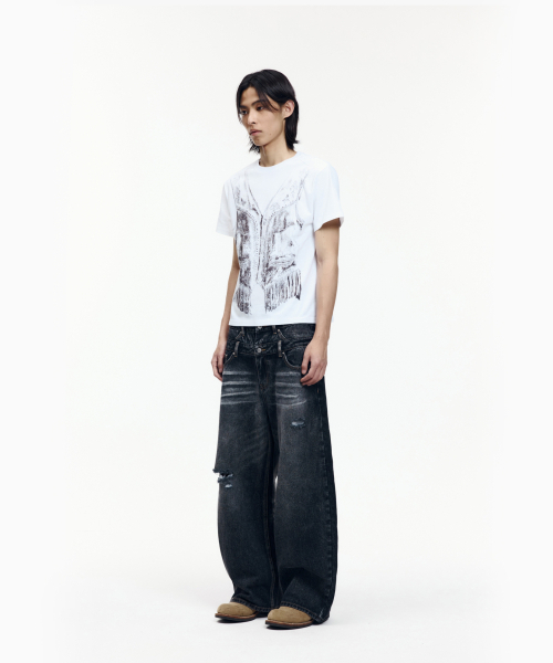 AAKAM(アーカム)の「Double Layer Denim Pants (Black)(デニムパンツ・レディース・その他・2/1)」の9枚目の写真