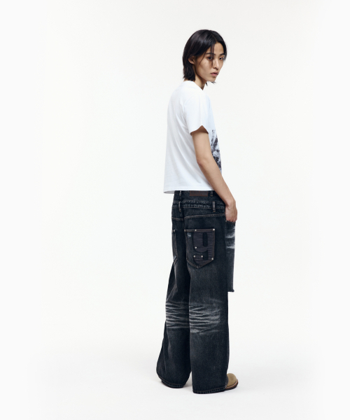 AAKAM(アーカム)の「Double Layer Denim Pants (Black)(デニムパンツ・レディース・その他・2/1)」の3枚目の写真