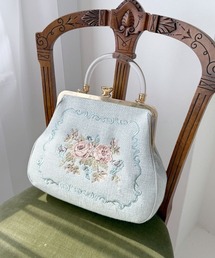 an another angelus | クリアハンドルローズ刺繍がま口バッグ(ハンドバッグ)