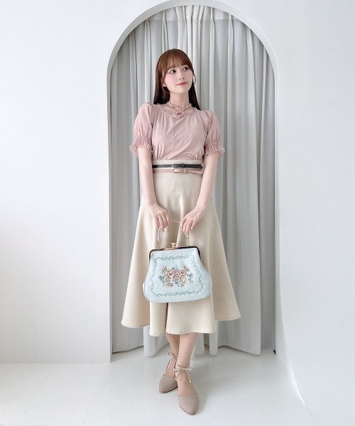 an another angelus(アンアナザーアンジェラス)の「クリアハンドルローズ刺繍がま口バッグ(ハンドバッグ・レディース・アイボリー/ライトブルー・FREE)」の9枚目の写真