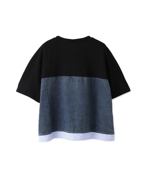 Jayro（ジャイロ）の「デニム切替Tシャツ（Tシャツ/カットソー・レディース・ホワイト系その他/ブラック/グレー・FREE）」の5枚目の写真