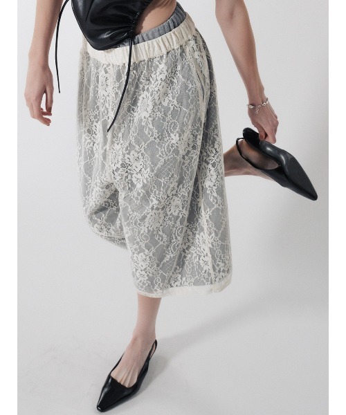 FRENCH TERRY×LACE HALF PANTS（その他パンツ）｜ELCHELE（エルチェレ