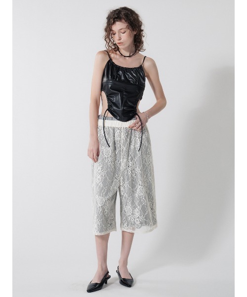 ELCHELE(エルチェレ)の「FRENCH TERRY×LACE HALF PANTS(その他パンツ・レディース・ホワイト/ブラック・38/36)」の19枚目の写真