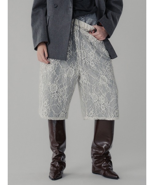 パンツ FRENCH TERRY XLACE HALFPANTS FRENCH TERRY×LACE HALF PANTS（その他パンツ）｜ELCHELE（エルチェレ