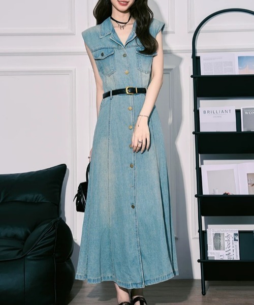 FAVORITO(ファヴォリート)の「デニムシングルブレストワンピース(ワンピース・レディース・ライトブルー・M/S/XL/L)」の7枚目の写真