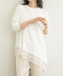 【季節の始まりは心地よく、ときめくものを。】裾レースアシメロンT