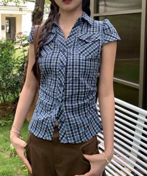 Vipoa(ヴィポア)の「Waist tuck slim shirt(シャツ/ブラウス・レディース・グレー系その他/ブルー系その他/ピンク・FREE)」の8枚目の写真