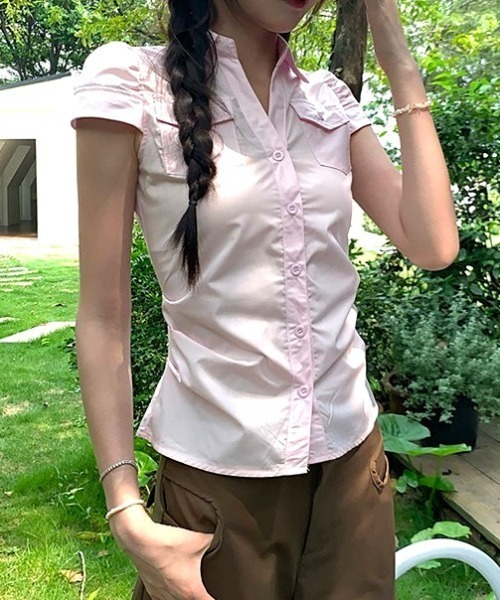 Vipoa(ヴィポア)の「Waist tuck slim shirt(シャツ/ブラウス・レディース・グレー系その他/ブルー系その他/ピンク・FREE)」の6枚目の写真