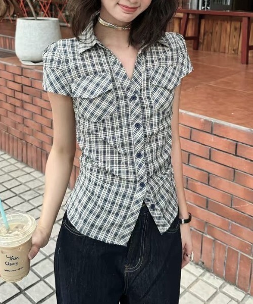 Vipoa(ヴィポア)の「Waist tuck slim shirt(シャツ/ブラウス・レディース・グレー系その他/ブルー系その他/ピンク・FREE)」の15枚目の写真