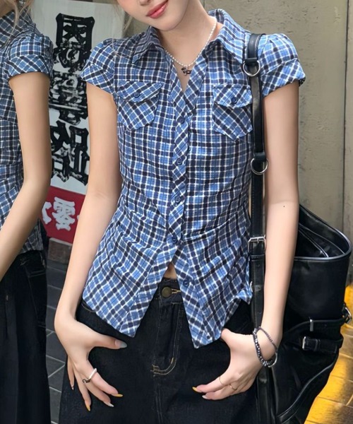 Vipoa(ヴィポア)の「Waist tuck slim shirt(シャツ/ブラウス・レディース・グレー系その他/ブルー系その他/ピンク・FREE)」の12枚目の写真