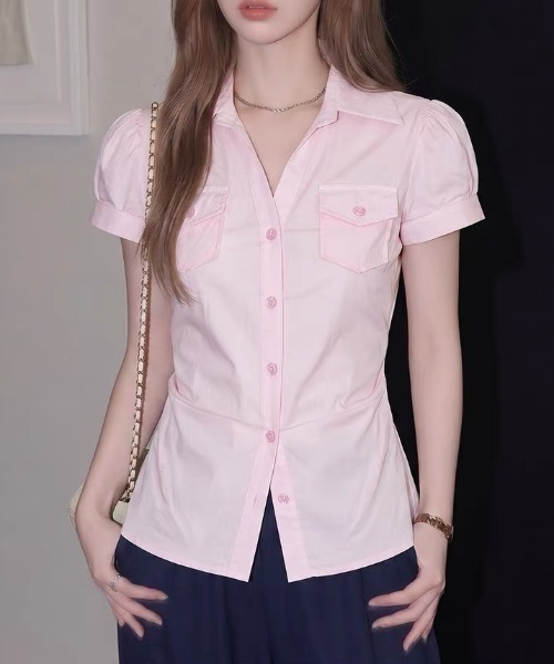Vipoa(ヴィポア)の「Waist tuck slim shirt(シャツ/ブラウス・レディース・グレー系その他/ブルー系その他/ピンク・FREE)」の22枚目の写真