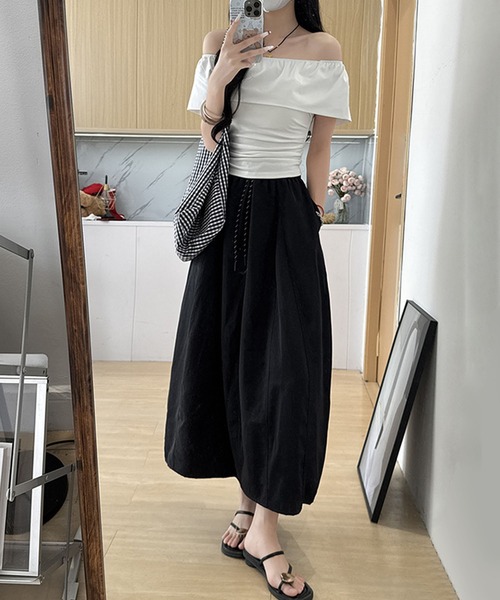 aimoha(アイモハ)の「シンプルミディ丈スカート(スカート・レディース・ダークグレー/ブラック・M/L)」の5枚目の写真