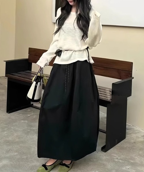 aimoha(アイモハ)の「シンプルミディ丈スカート(スカート・レディース・ダークグレー/ブラック・M/L)」の6枚目の写真