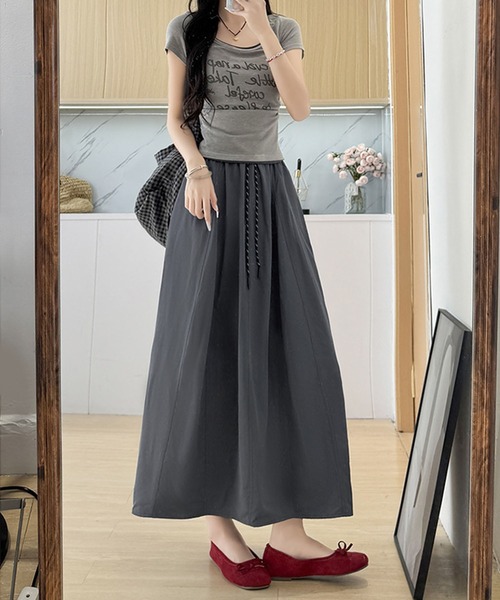 aimoha(アイモハ)の「シンプルミディ丈スカート(スカート・レディース・ダークグレー/ブラック・M/L)」の8枚目の写真