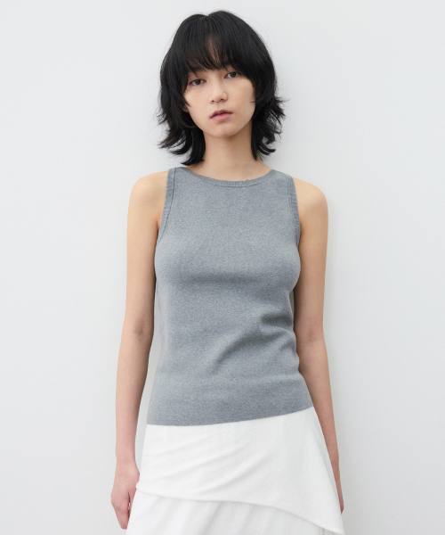 SUARE WOMEN(スアレウーマン)の「(ウィメンズ)コットンクロススリーブレスニットメランジ(Tシャツ/カットソー・レディース・ライトグレー・SMALL/MEDIUM)」の1枚目の写真