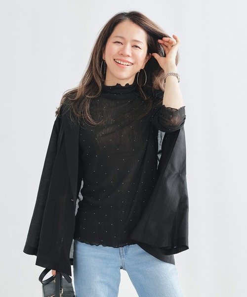 &BLOOM(アンドブルーム)の「ラインストーン付き シアー トップス &BLOOM(アンドブルーム)(Tシャツ/カットソー・レディース・ホワイト/ブラック・フリー)」の18枚目の写真
