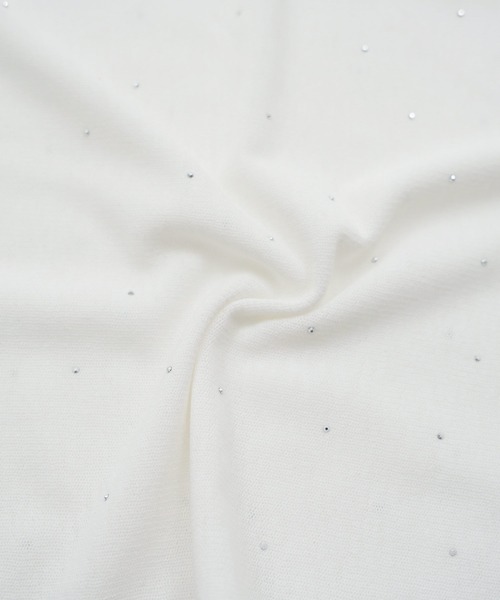 &BLOOM(アンドブルーム)の「ラインストーン付き シアー トップス &BLOOM(アンドブルーム)(Tシャツ/カットソー・レディース・ホワイト/ブラック・フリー)」の5枚目の写真