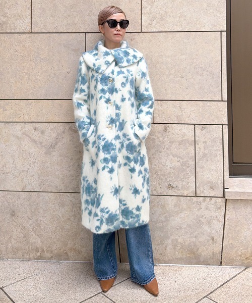 JENNE(ジェンヌ)の「ウールカシミヤシャギーフラワーコート(その他アウター・レディース・ブルー・MEDIUM/SMALL/X-LARGE/LARGE)」の3枚目の写真