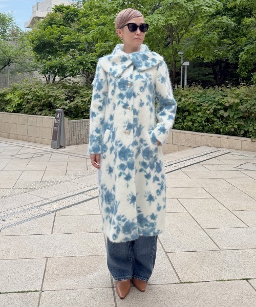 JENNE(ジェンヌ)の「ウールカシミヤシャギーフラワーコート(その他アウター・レディース・ブルー・MEDIUM/SMALL/X-LARGE/LARGE)」の7枚目の写真