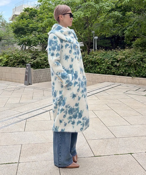 JENNE(ジェンヌ)の「ウールカシミヤシャギーフラワーコート(その他アウター・レディース・ブルー・MEDIUM/SMALL/X-LARGE/LARGE)」の8枚目の写真