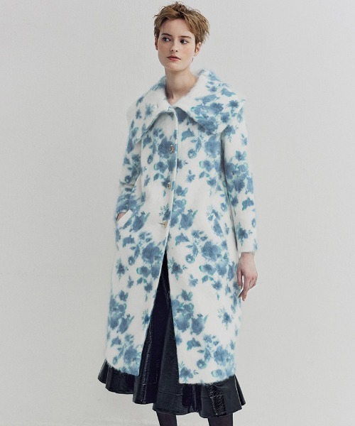 JENNE(ジェンヌ)の「ウールカシミヤシャギーフラワーコート(その他アウター・レディース・ブルー・MEDIUM/SMALL/X-LARGE/LARGE)」の9枚目の写真