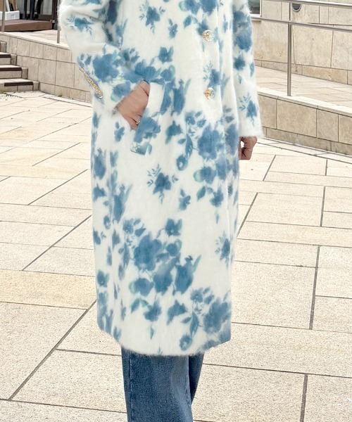 JENNE(ジェンヌ)の「ウールカシミヤシャギーフラワーコート(その他アウター・レディース・ブルー・MEDIUM/SMALL/X-LARGE/LARGE)」の17枚目の写真
