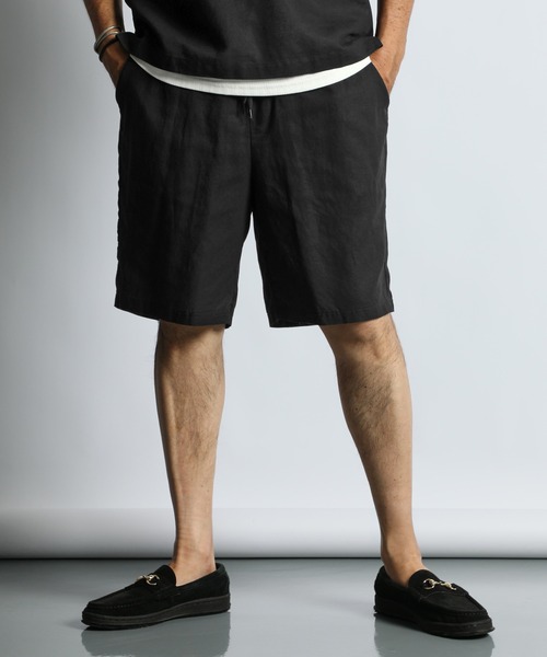 The DUFFER of ST.GEORGE(ザダファーオブセントジョージ)の「LINEN BLEND EASY SHORT PANTS:綿麻素材 イージーショートパンツ(その他パンツ・メンズ・ネイビー/チャコールグレー/ブラック・X-LARGE/MEDIUM/LARGE)」の1枚目の写真