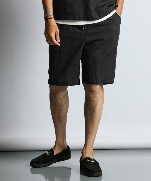 The DUFFER of ST.GEORGE(ザダファーオブセントジョージ)の「LINEN BLEND EASY SHORT PANTS:綿麻素材 イージーショートパンツ(その他パンツ・メンズ・ネイビー/チャコールグレー/ブラック・X-LARGE/MEDIUM/LARGE)」の4枚目の写真