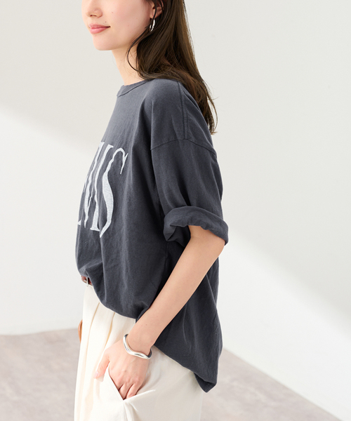 FRAMeWORK(フレームワーク)の「《追加》ラフィー天竺ネームロゴTEE2(Tシャツ/カットソー・レディース・ホワイト/ベージュ/チャコールグレー・FREE)」の8枚目の写真