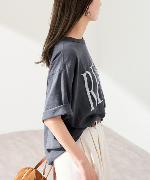 FRAMeWORK(フレームワーク)の「《追加》ラフィー天竺ネームロゴTEE2(Tシャツ/カットソー・レディース・ホワイト/ベージュ/チャコールグレー・FREE)」の9枚目の写真