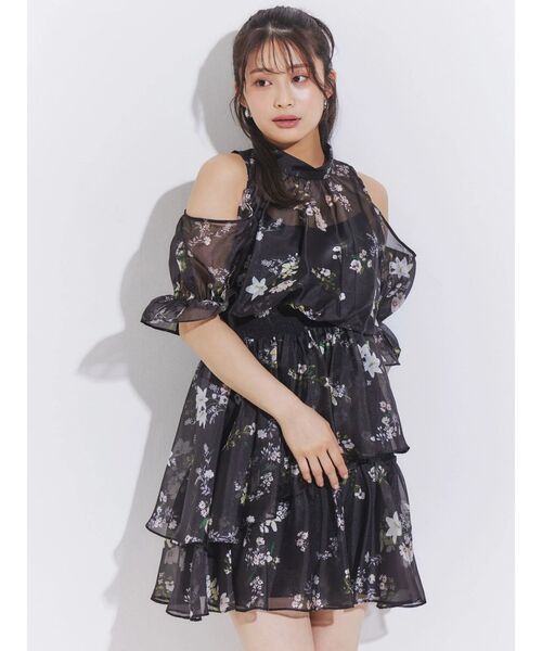 MERCURYDUO(マーキュリーデュオ)の「花柄オープンショルダーミニワンピース(ワンピース・レディース・ラベンダー/オフホワイト/ブラック・FREE)」の22枚目の写真