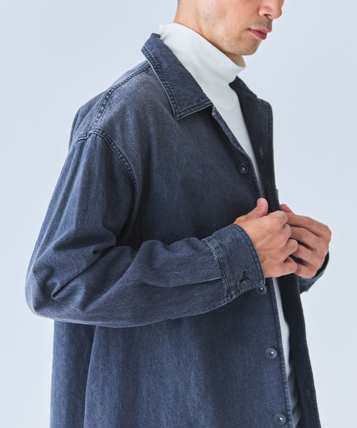 EDIFICE(エディフィス)の「8オンス デニム シャツ(デニムジャケット・メンズ・ホワイト/ブラック・MEDIUM/LARGE)」の10枚目の写真