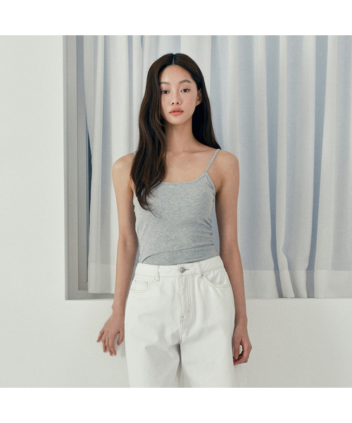 MIND BRIDGE WOMEN（マインドブリッジウーマン）の「[W]キャップ内蔵リブストラップタンク - 3カラー（Tシャツ/カットソー・レディース・ブラック/グレー/ホワイト・55/66）」の3枚目の写真