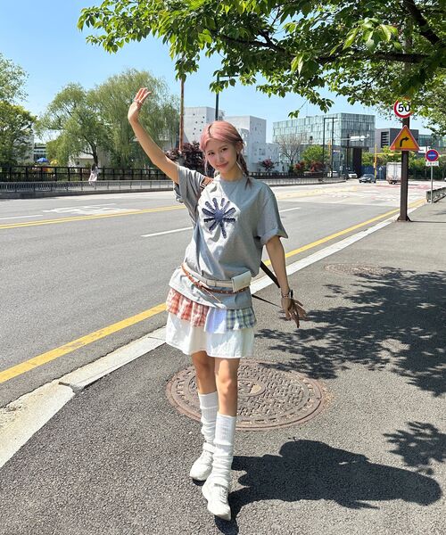 DANDEL（ダンデル）の「DD symbol applique tee (GREY)（Tシャツ/カットソー・レディース・その他・2/1）」の2枚目の写真