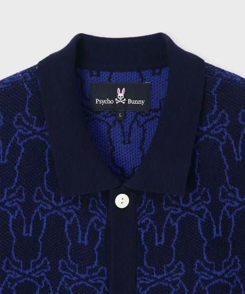 Psycho Bunny(サイコバニー)の「ジャガードBUNNY ニットポロシャツ(ポロシャツ・メンズ・ネイビー/オフホワイト・MEDIUM/LARGE/X-LARGE)」の15枚目の写真