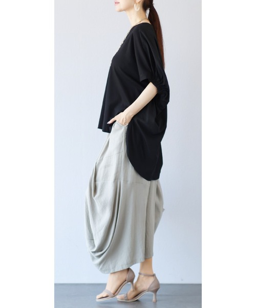 Vieo(ヴィオ)の「穿くだけで、即お洒落 ドレープ変形ワイドパンツ(その他パンツ・レディース・ベージュ・FREE)」の18枚目の写真