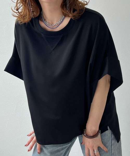 zena(ジェナ)の「【接触冷感】ジョーゼットワイドTeeブラウス(シャツ/ブラウス・レディース・オフホワイト/ブラック・FREE)」の10枚目の写真
