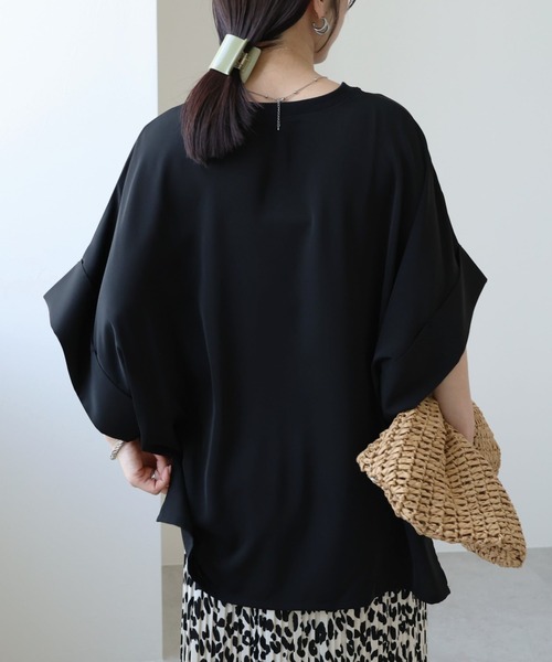 zena(ジェナ)の「【接触冷感】ジョーゼットワイドTeeブラウス(シャツ/ブラウス・レディース・オフホワイト/ブラック・FREE)」の12枚目の写真