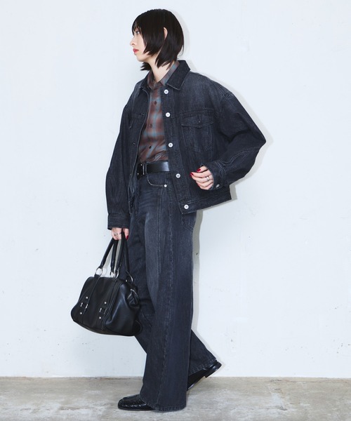 PAGEBOY(ページボーイ)の「カーブラインコクーンデニム【セットアップ対応】(デニムパンツ・レディース・ブルー/ブラック/ブラウン・MEDIUM/SMALL)」の18枚目の写真