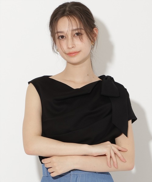 WILLSELECTION（ウィルセレクション）の「リボンショルダードレープカットトップス（Tシャツ/カットソー・レディース・オフホワイト/ブラック/グレー/ブラウン・FREE）」の20枚目の写真