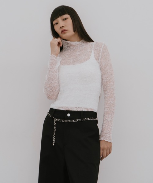 HANNE(アン)の「ハイネックレーストップス(Tシャツ/カットソー・レディース・アイボリー/ホワイト・FREE)」の11枚目の写真