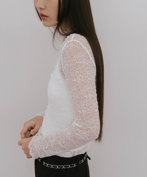 HANNE(アン)の「ハイネックレーストップス(Tシャツ/カットソー・レディース・アイボリー/ホワイト・FREE)」の14枚目の写真