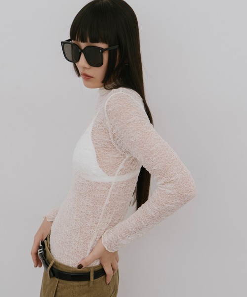 HANNE(アン)の「ハイネックレーストップス(Tシャツ/カットソー・レディース・アイボリー/ホワイト・FREE)」の5枚目の写真