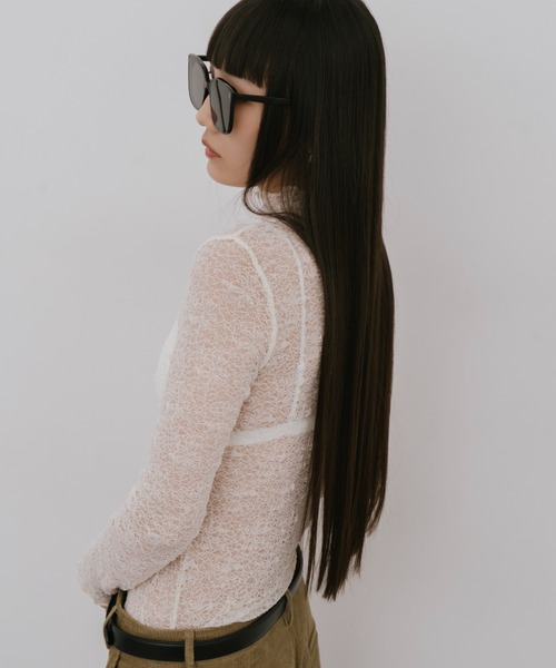 HANNE(アン)の「ハイネックレーストップス(Tシャツ/カットソー・レディース・アイボリー/ホワイト・FREE)」の6枚目の写真