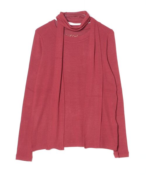ROBES&CONFECTIONS（ローブスコンフェクションズ）の「Robes&Confections/ローブス&コンフェクションズ/レーヨンウールペアテレコストール付クルーネック（Tシャツ/カットソー・レディース・グレー/レッド/ブラック・3/2）」の3枚目の写真